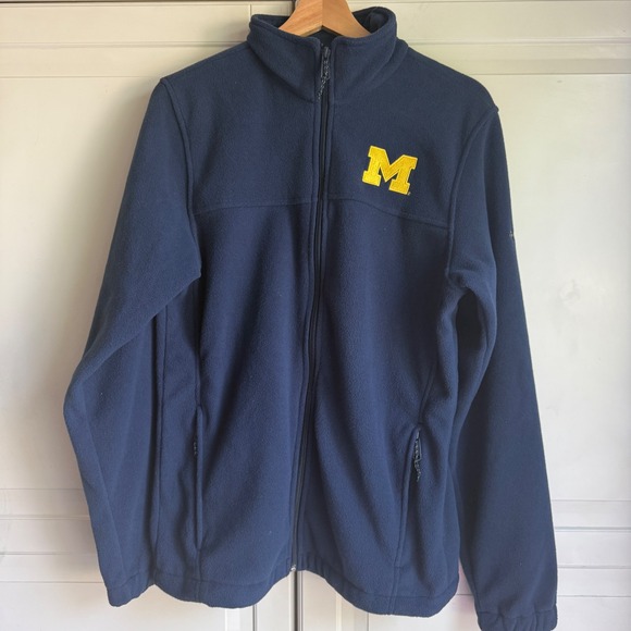 Columbia University of Michigan Fleece Full Zip Jacket Coat UM Blue - Picture 1 of 9